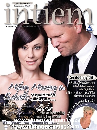 Milan Murray dressed by Simon Rademan, with husband Schalk van der Merwe