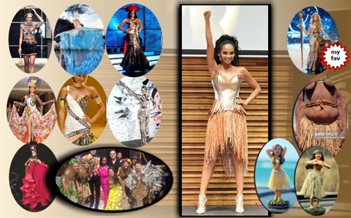 Liesl Laurie's National costume at the Miss World Competition in Sanya
